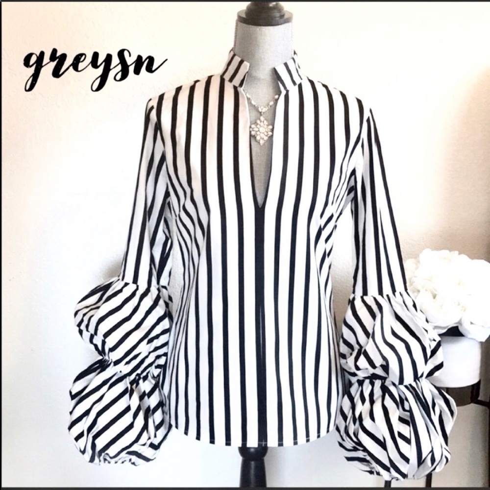 GREYSN— Designer Black & White Top